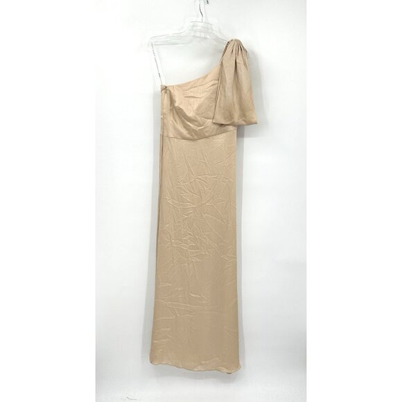 SACHIN & BABI chelsea crinkle dress gown one shoulder satin champagne evening 6 - Picture 4 of 10